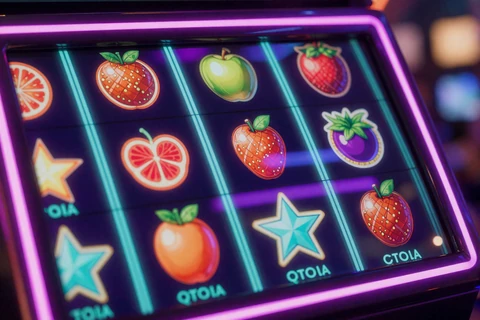 Leuchtende Slot-Walze mit Fruchtsymbolen im GambleZen Online Casino